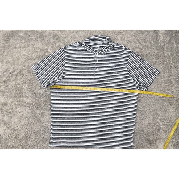 PUMA Men's Size XL Blue Striped Polo Shirt Polyester Short Sleeve - Picture 6 of 6